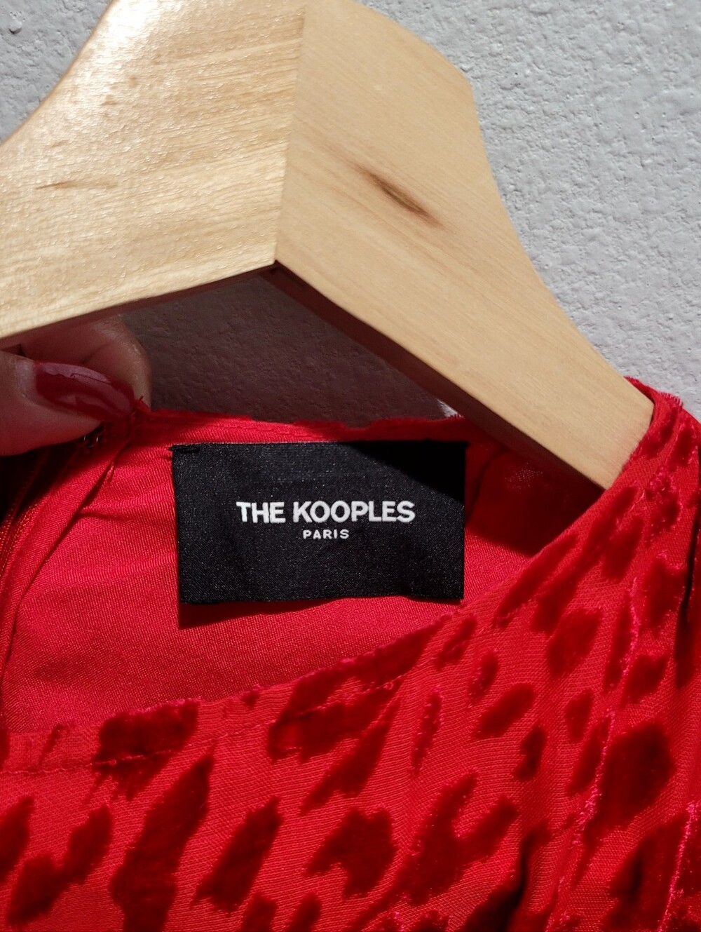 The Kooples Artichoke Red Velvet Leopard Burnout Dress Size 1 Small - Picture 6 of 11